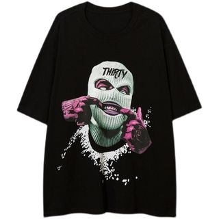 ロック Tシャツ ビッグプリント メンズ オーバーサイズ 綿100％ 黒 XL(Tシャツ/カットソー(半袖/袖なし))