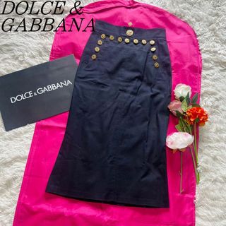 ドルチェアンドガッバーナ(DOLCE&GABBANA)の【美品】DOLCE&GABBANA ロングスカート ネイビー マリン 38 M(ロングスカート)