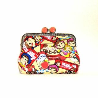 フジヤ(不二家)の◆ペコちゃん・不二家お菓子×クリーム地◆がまぐちポーチ【スクエア】オレンジ(ポーチ)