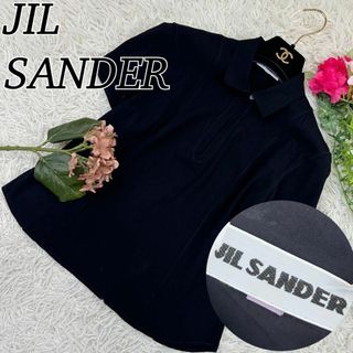 ジルサンダー(Jil Sander)のA649 ジルサンダー レディース シャツ シルク混 イタリア製 黒 Sサイズ(シャツ/ブラウス(半袖/袖なし))