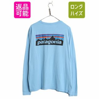 パタゴニア(patagonia)の16年製 パタゴニア 両面 プリント 長袖 Tシャツ メンズ L / Patagonia アウトドア ロンT ロングスリーブ ロゴT P6 バックプリント ブルー(Tシャツ/カットソー(七分/長袖))