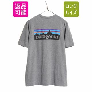 パタゴニア(patagonia)の19年製 パタゴニア 両面 プリント 半袖 Tシャツ メンズ L / 古着 Patagonia アウトドア P-6 バックプリント ボックスロゴ クルーネック 灰(Tシャツ/カットソー(半袖/袖なし))