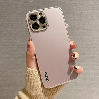 HS83★★スマホケース iPhone11pro アルミ ピンク シンプル 新品(iPhoneケース)