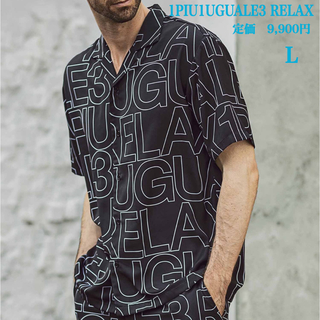 新品【1PIU1UGUALE3 RELAX】総柄ロゴ　オープンカラーアロハシャツ