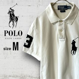 ポロラルフローレン(POLO RALPH LAUREN)の美品 ポロ ラルフローレン メンズ 半袖 ポロシャツ M ホワイト ビッグポニー(ポロシャツ)