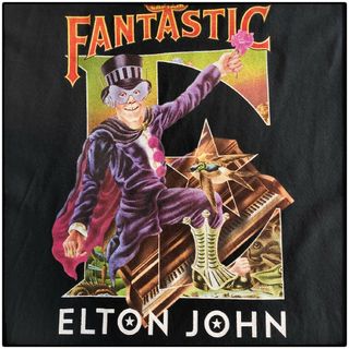 ミュージックティー(MUSIC TEE)の【C433】ELTON JOHN アーティストT USA古着 半袖Tシャツ 黒(Tシャツ/カットソー(半袖/袖なし))