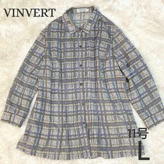 バンベール(VINVERT)のバンベール 長袖 チェック 前開き 襟付き シャツ トップス 11号 L 通年(シャツ/ブラウス(長袖/七分))