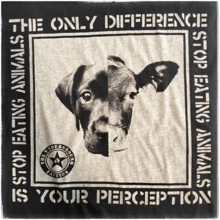 【C435】USA古着 半袖Tシャツ 黒 動物 犬 牛 ストリート(Tシャツ/カットソー(半袖/袖なし))