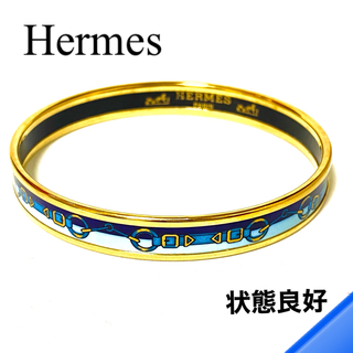 エルメス(Hermes)のHERMES エマイユPM バングル GP 七宝 ライトブルー エルメス(ブレスレット/バングル)