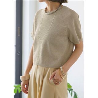 オメカシ(Omekashi)の【新品タグ付き】オメカシ　シアーラメニット(Tシャツ/カットソー(半袖/袖なし))