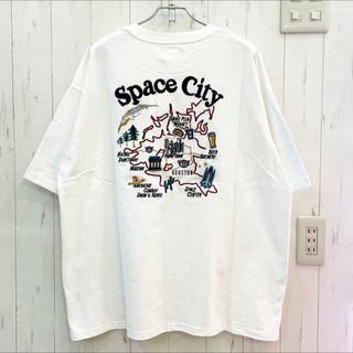 新品　アメカジ　ベトジャン　刺繍　オーバーサイズTシャツ　Mサイズ　ホワイト(Tシャツ/カットソー(半袖/袖なし))