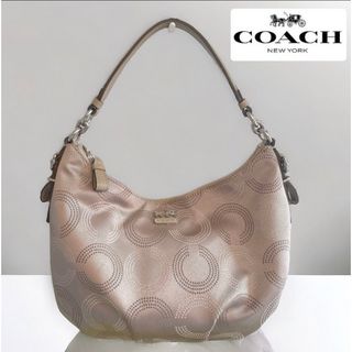 コーチ(COACH)の美品 COACH コーチ マディソン オプアート ワンショルダー ベージュ 人気(ショルダーバッグ)