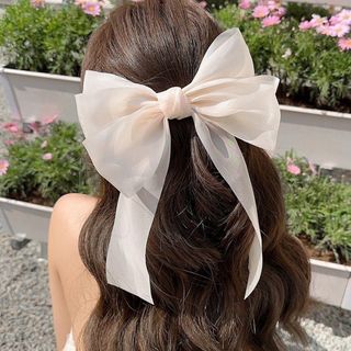 【残りわずか】 ヘアクリップ 白 リボン 韓国 ヘアアクセサリー レディース(バレッタ/ヘアクリップ)