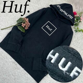 HUF - A612 ハフ メンズ パーカー 長袖 ボックスロゴ ブラック 黒 XL