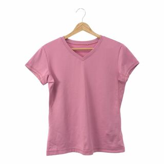 ユニクロ(UNIQLO)の美品 送料無料 UNIQLO  Tシャツ 半袖 Vネック メッシュ ピンク L(Tシャツ(半袖/袖なし))