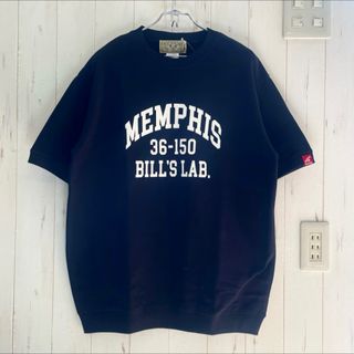 ビックシルエット カレッジロゴ 半袖 クルーネックスウェット　ブラック(Tシャツ/カットソー(半袖/袖なし))