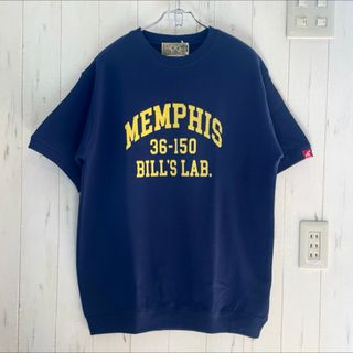 ビックシルエット カレッジロゴ 半袖 クルーネックスウェット　ネイビー(Tシャツ/カットソー(半袖/袖なし))