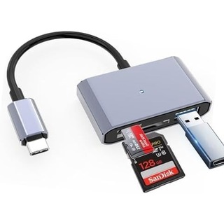 【美品】 SDカードリーダー 3in1 マルチ 変換アダプタ OTG データ転送(PC周辺機器)