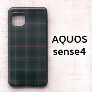 AQUOS sense4 sense5G グリーン チェック カバー(Androidケース)