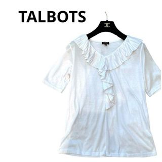 タルボット(TALBOTS)のTALBOTSタルボット白ホワイトプリーツ使いカットソートップスM(Tシャツ(半袖/袖なし))