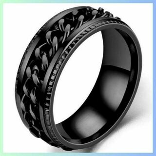 指輪 22号 チェーンリング ブラック 可動式 デザインリング(リング(指輪))
