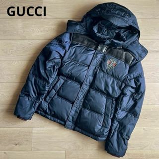 グッチ(Gucci)のグッチ　クレストロゴワッペン　ダウンジャケット　レザー切り替え　48サイズ(ダウンジャケット)