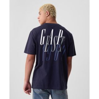 ギャップ(GAP)の柄・デザイン　プリント（ロゴ　カラー···ブルー  ネック···クルーネック  (Tシャツ/カットソー(半袖/袖なし))