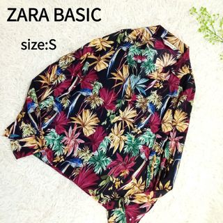 ザラ(ZARA)のザラ　ZARA 長袖シャツ　総柄　花柄　ブラック　S(シャツ/ブラウス(長袖/七分))