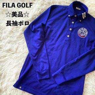 フィラ(FILA)のフィラ　ゴルフウェア　ポロシャツ　長袖　ロゴ　バックロゴ　青　ブルー(ウエア)