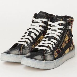 DIESEL - DIESEL ディーゼル ブラックデニム ハイカットスニーカー 37/24cm