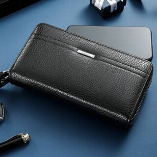 ◆ 新品 ◆ ダブルジップ大容量クラッチバッグ長財布ブラック黒