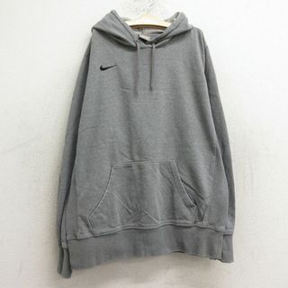 ナイキ(NIKE)の古着 ナイキ NIKE 長袖 スウェット パーカー シャツ キッズ ボーイズ 子供服 00年代 00s ワンポイントロゴ グレー 霜降り 24may29(シャツ/カットソー)