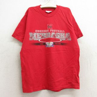 古着 長袖 ビンテージ Tシャツ キッズ ボーイズ 子供服 00年代 00s ネブラスカコーンハスカーズ フットボール コットン クルーネック 赤 レッド 24may29(シャツ/カットソー)