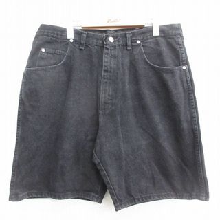 ラングラー(Wrangler)のW38★古着 ラングラー Wrangler ショート パンツ ショーツ メンズ 90年代 90s コットン USA製 黒 ブラック デニム 【spe】 24may29 中古 ボトムス 短パン ショーパン ハーフ(ワークパンツ/カーゴパンツ)