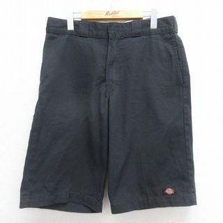 ディッキーズ(Dickies)のW34★古着 ディッキーズ Dickies ショート ワーク パンツ ショーツ メンズ 黒 ブラック 24may29 中古 ボトムス 短パン ショーパン(ワークパンツ/カーゴパンツ)