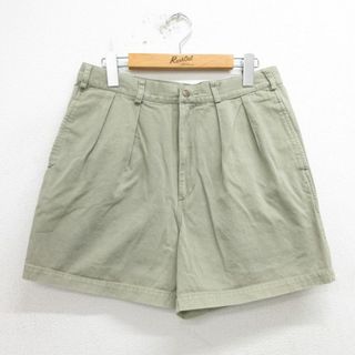 W32★古着 ショート パンツ ショーツ メンズ 90年代 90s コットン ベージュ カーキ 24may29 中古 ボトムス 短パン ショーパン ハーフ(ワークパンツ/カーゴパンツ)