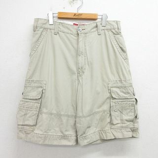 リーバイス(Levi's)のW36★古着 リーバイス Levis ショート カーゴ パンツ ショーツ メンズ コットン ベージュ カーキ 24may29 中古 ボトムス 短パン ショーパン(ワークパンツ/カーゴパンツ)