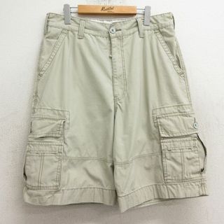 リーバイス(Levi's)のW36★古着 リーバイス Levis ショート カーゴ パンツ ショーツ メンズ コットン ベージュ カーキ 24may29 中古 ボトムス 短パン ショーパン(ワークパンツ/カーゴパンツ)