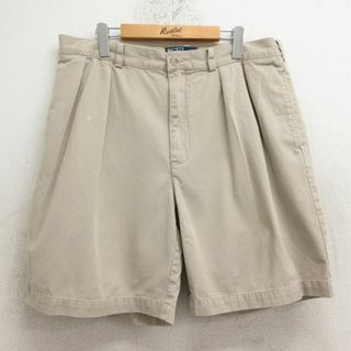 ラルフローレン(Ralph Lauren)のW37★古着 ラルフローレン Ralph Lauren ブランド ショート チノ パンツ ショーツ チノパン メンズ 90年代 90s TYLER コットン ベージュ カーキ 24may29 中古 ボトムス 短パン ショーパン(ワークパンツ/カーゴパンツ)