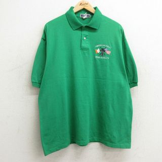 XL★古着 ジャージーズ 半袖 ポロ シャツ メンズ 星条旗 アイリッシュ 大きいサイズ 緑 グリーン 24may29 中古 トップス(ポロシャツ)