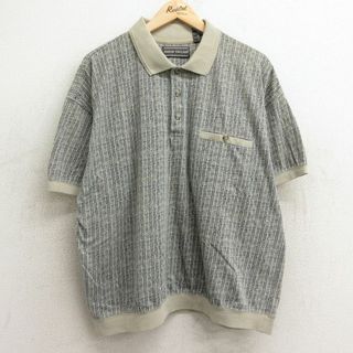 XL★古着 半袖 ポロ シャツ メンズ 90年代 90s 大きいサイズ 薄ベージュ他 カーキ 24may29 中古 トップス(ポロシャツ)