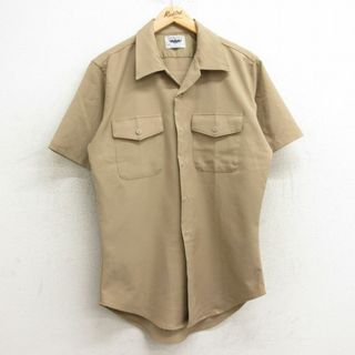 L★古着 半袖 ミリタリー シャツ メンズ 90年代 90s 開襟 オープンカラー USA製 ベージュ カーキ 24may29 中古 トップス(シャツ)