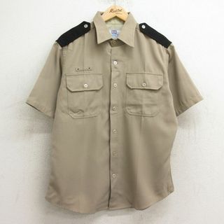 L★古着 半袖 ワーク シャツ メンズ 90年代 90s USA製 ベージュ カーキ 24may29 中古 トップス(シャツ)