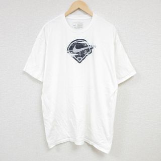 ナイキ(NIKE)のXL★古着 ナイキ NIKE 半袖 ブランド Tシャツ メンズ ビッグロゴ 野球 大きいサイズ コットン クルーネック 白 ホワイト 24may29 中古(Tシャツ/カットソー(半袖/袖なし))