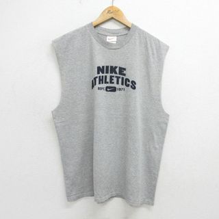 ナイキ(NIKE)のXL★古着 ナイキ NIKE ノースリーブ Tシャツ メンズ 00年代 00s ビッグロゴ クルーネック グレー 霜降り 24may29 中古(タンクトップ)