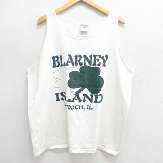 XL★古着 オニータ ONEITA ビンテージ タンクトップ メンズ 90年代 90s BLARNEY ISLAND 大きいサイズ コットン クルーネック USA製 白 ホワイト 【spe】 24may29 中古(タンクトップ)