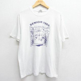 ヘインズ(Hanes)のXL★古着 ヘインズ Hanes 半袖 ビンテージ Tシャツ メンズ 80年代 80s SENIOR PHOTOGRAPHY クルーネック 白 ホワイト 【spe】 24may29 中古(Tシャツ/カットソー(半袖/袖なし))