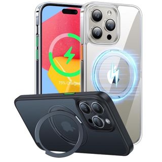 TORRAS iPhone 15 Pro 用 ケース スタンド付き 360度回転(iPhoneケース)