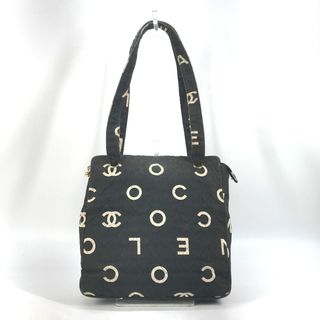 CHANEL - シャネル CHANEL ロゴ 総柄 カバン 肩掛け トートバッグ ショルダーバッグ レザー/キャンバス ブラック