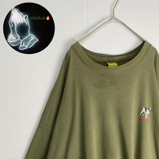 ヴィンテージ　半袖Tシャツ　90s　犬　ビッグドッグ　特大Tシャツ　カーキ　(Tシャツ/カットソー(半袖/袖なし))